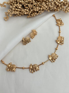Gold imitation Elephant Necklace Set