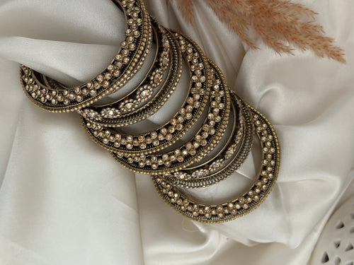 Antique Gold stone bangle Set