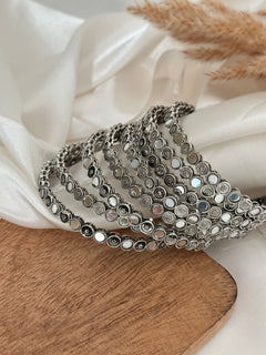 Silver Mirror Bangle Set