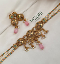 Pink Mint Gold choker Set