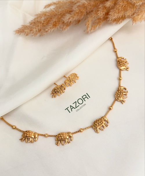 Gold imitation Elephant Necklace Set