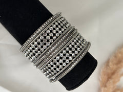 Silver Kundan Bangle Set