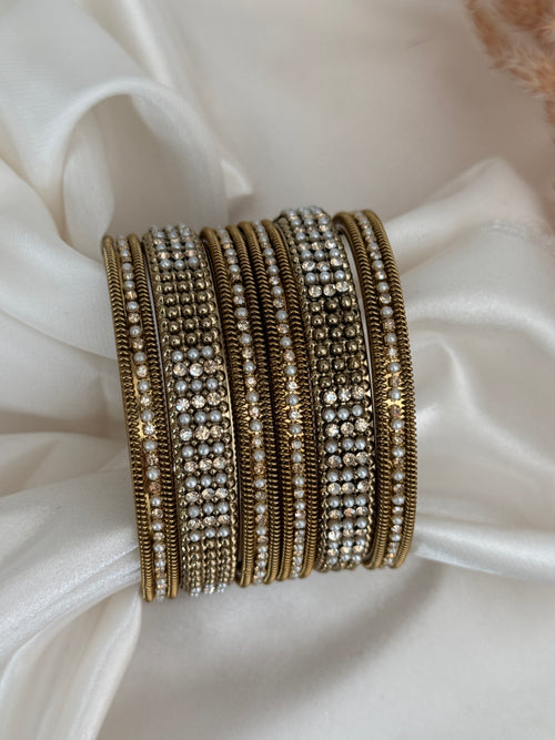 Antique Pearl Gold Kada Set