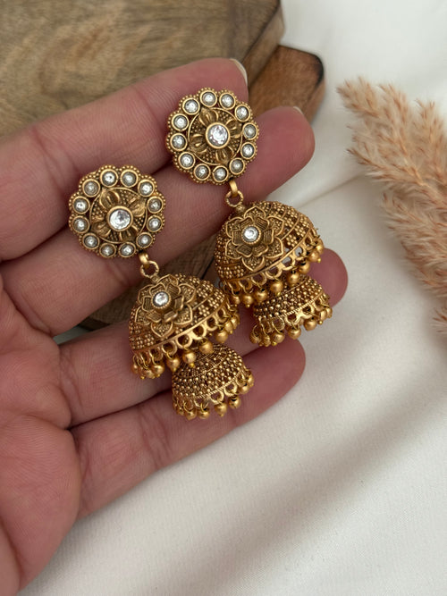 Double Gold imitation jhumkis
