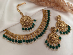 Gold Imitation Pearl Necklace Set