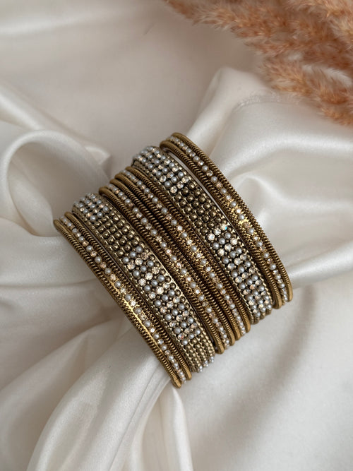 Antique Pearl Gold Kada Set