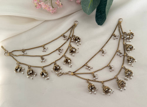 Antique gold pearl Ear Chains