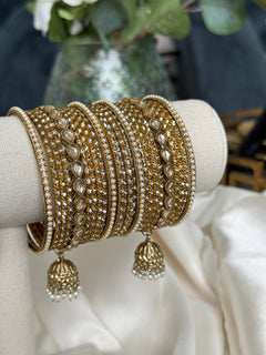 Antique tone jhumki Bangles set