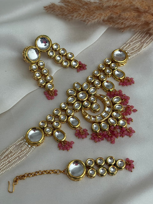 Pink kundan Choker Set