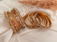 Kundan x Pearl bangles stack