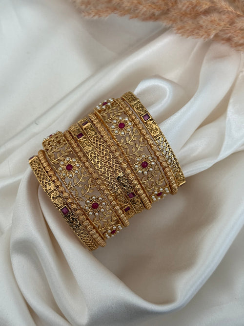 Gold imitation bangles stack