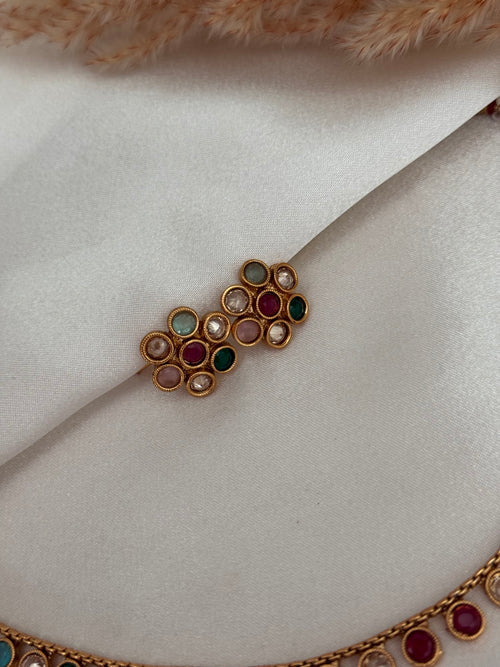 Silver/ Multicolour necklace Set