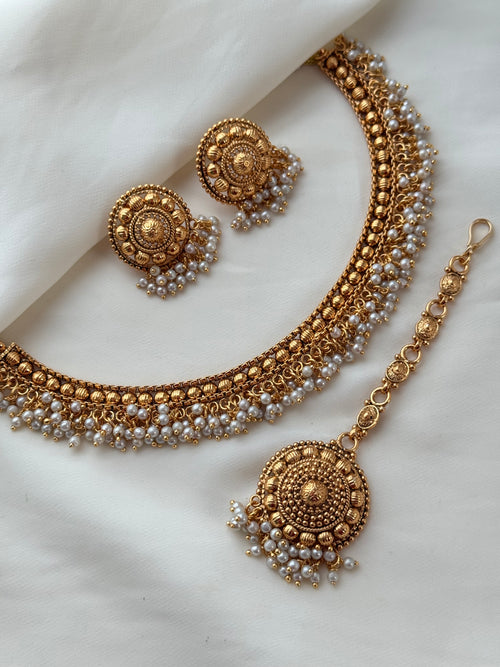 Pear/Gold imitation Necklace Set