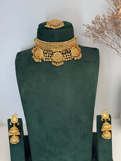 Gold Choker Set with double jhumki
