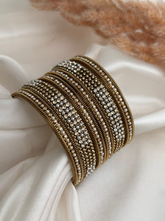 Antique Pearl Gold Kada Set