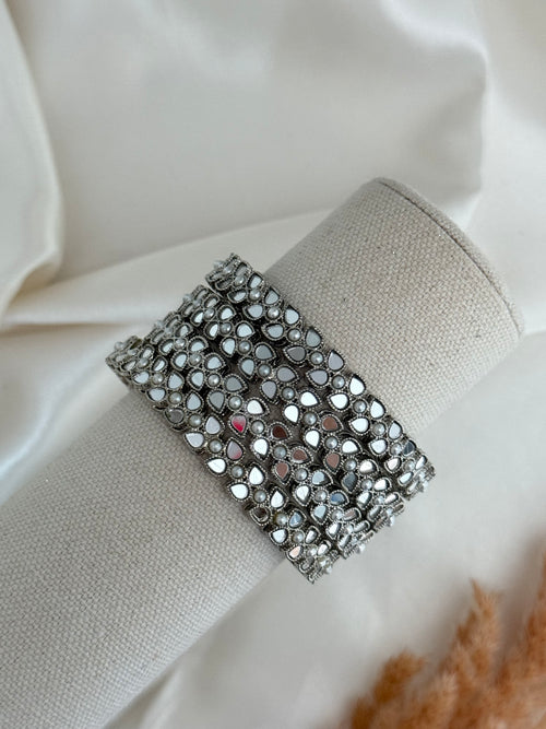 Silver Mirror Bangle Set of 4