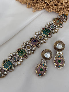 Multicolor Monalisa Kundan Choker Set