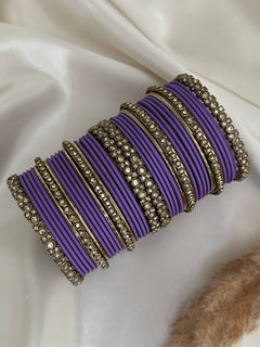 Antique Gold stone Bangle Set