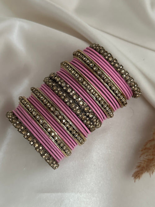 Antique Gold stone Bangle Set