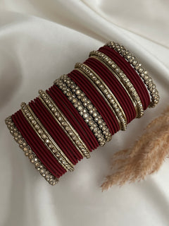 Antique Gold stone Bangle Set