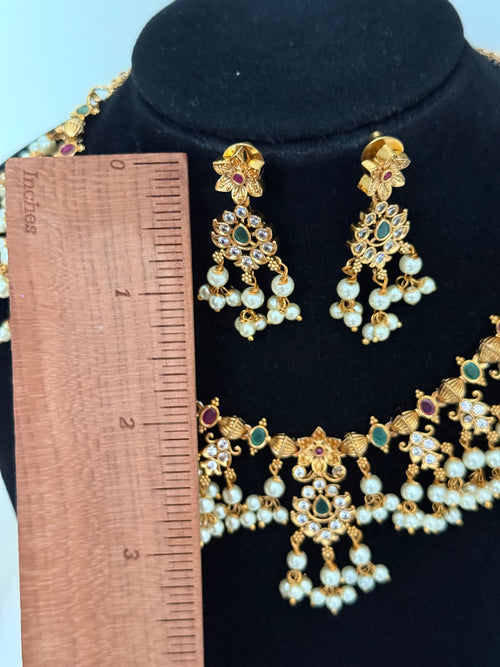 Ruby and Green Gold necklace Set