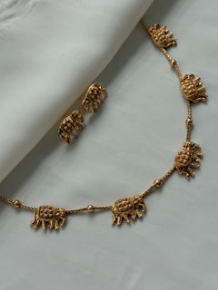 Gold imitation Elephant Necklace Set