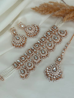Rose gold Uncut Kundan Choker Set