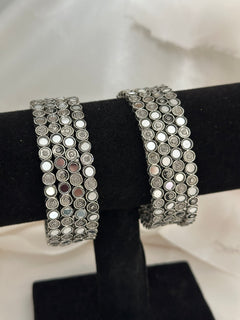 Silver Mirror Bangle Set
