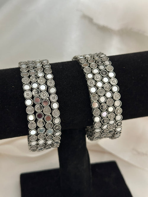 Silver Mirror Bangle Set