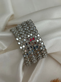 Silver Mirror Bangle Set of 4
