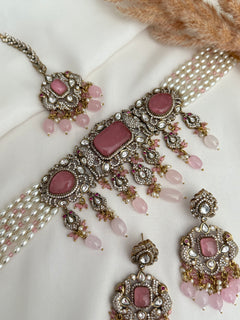 Semi Bridal Pink Victorian choker Set
