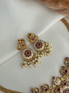 Pink American Diamond Necklace Set