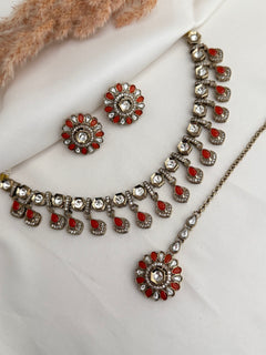 Uncut Kundan sleek necklace x studs