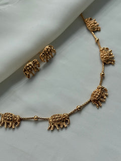 Gold imitation Elephant Necklace Set