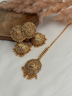 Gold imitation Earrings Tikka Set