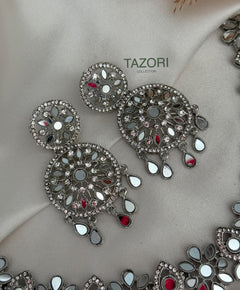 Pearl Silver Polki Necklace Set