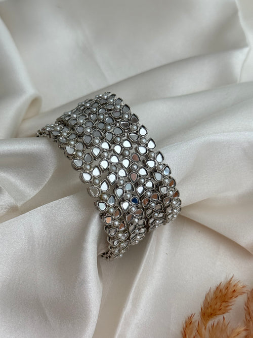 Silver Mirror Bangle Set of 4