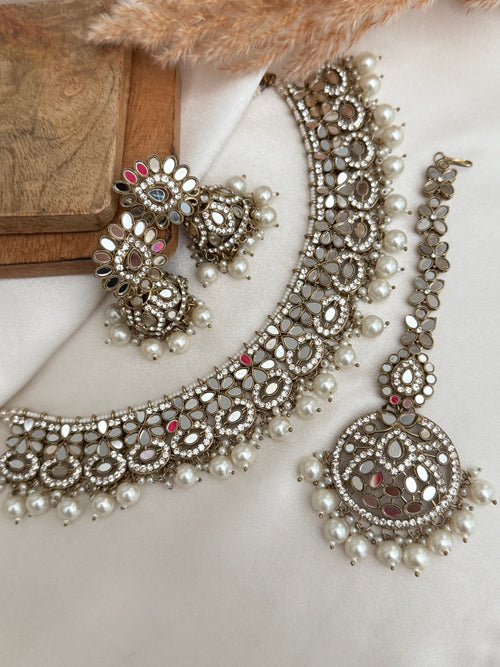 Pearl mirror Necklace Set