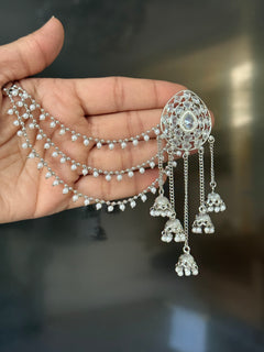 Silver Polki Earrings Set