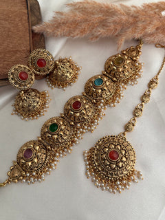 Pearl Antique Gold Choker Set