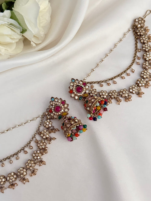 Multicolor Kundan Earrings