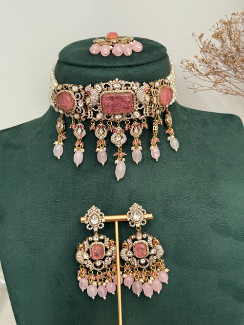 Semi Bridal Pink Victorian choker Set