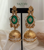 Green Kashmiri Kundan Jhumka