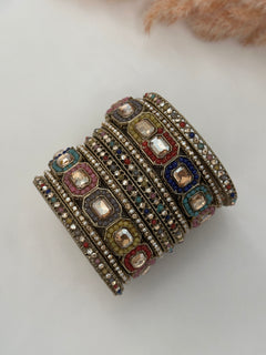 Antique Gold Multicolor Bangle Set