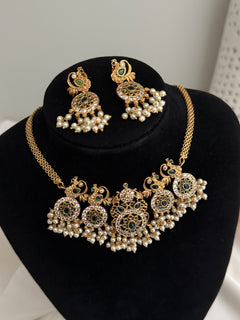 Pink American Diamond Necklace Set