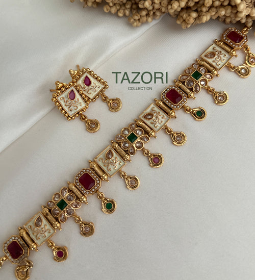 Multi-Colour Polki Choker Set