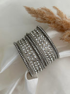 Silver Kundan Bangle Set