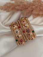Ruby Green Elephant Bangle Set