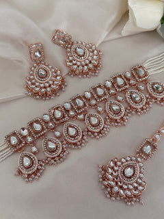Rose gold Uncut Kundan Choker Set