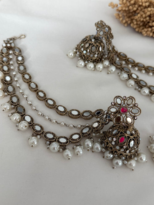 Mirror Bahubali Jhumka Set